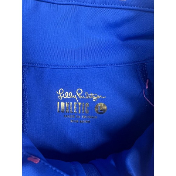 NWT Lilly Pulitzer LUXLETIC Callie Half-Zip Top Borealis Blue Squared NWT Large - Picture 4 of 8